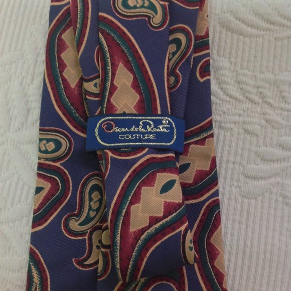 Oscar de la Renta Couture Vintage PAISLEY Neck Tie - Picture 8 of 11